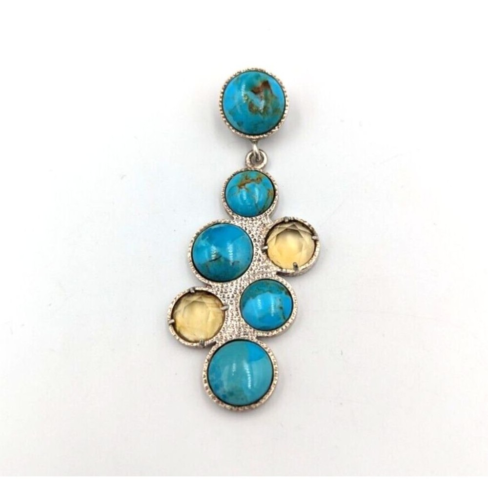 Jay King Desert Rose Trading Sterling Silver 925 Turquoise Citrine Pendant